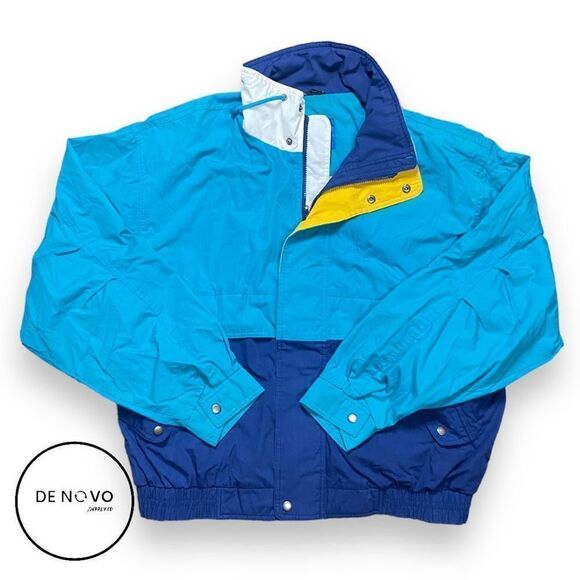 TOWN Craft Men's Vintage Full Zip Windbreaker Jacket Size XL Blue - Picture 1 of 8